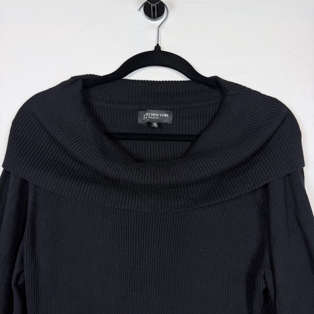 Jones New York Dress Woman Black Ribbed Cowl Neck Knit Dress 3X SKU 00241